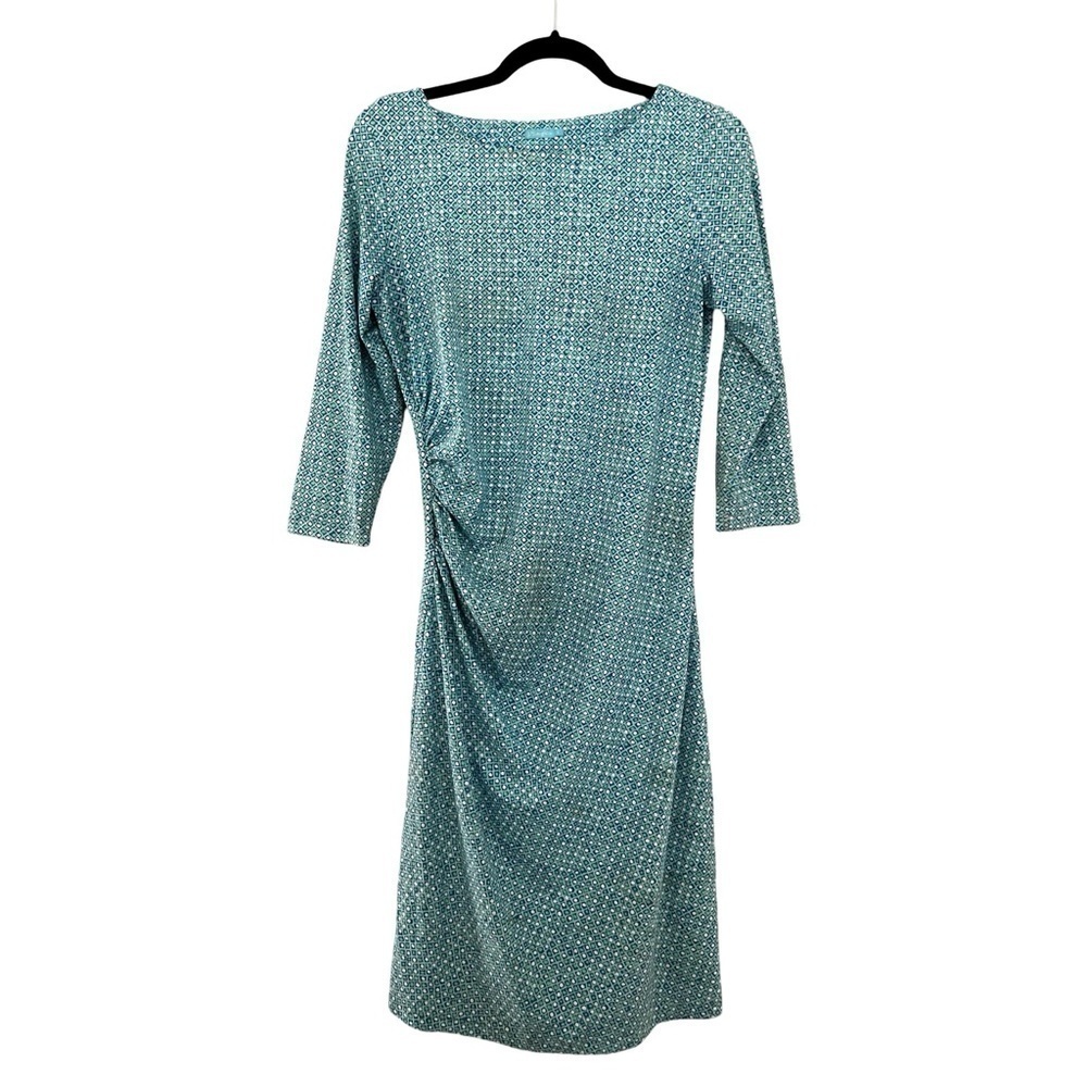 JMCAUGHLIN Midi 3/4 Sleeves Geometric Blue Green Dress Sz S